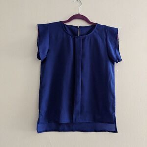 NEW Navy Dress Shirt Flowy Blouse Small